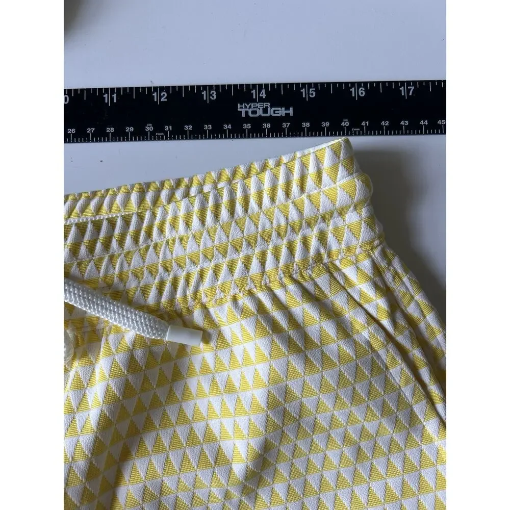 Casa Del Mar Mens Swim Trunks Shorts Yellow White Geometric Shorts Sz XL